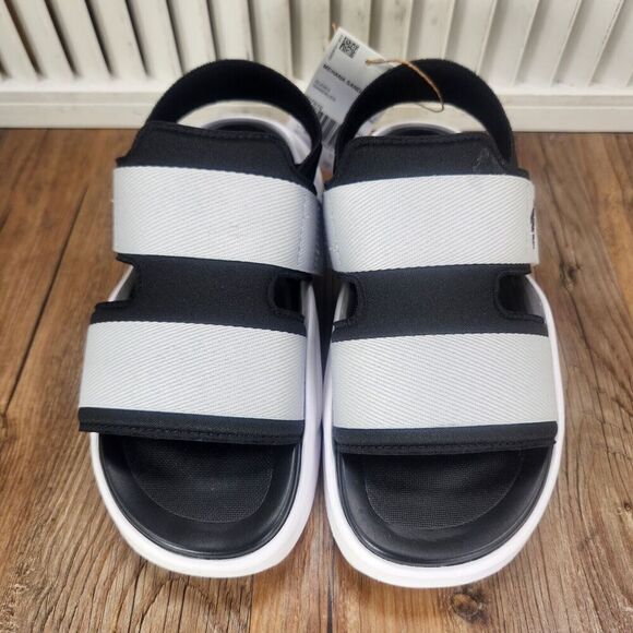 Adidas Mehana Sandals Kid Sz 1 Gray Black White Comfort Adjustable Slides ID7910 - Picture 9 of 11